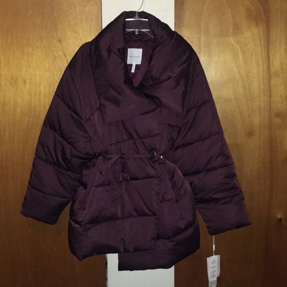 🍷 NWT Avec Les Filles Burgundy Puffer Coat - Picture 1 of 15